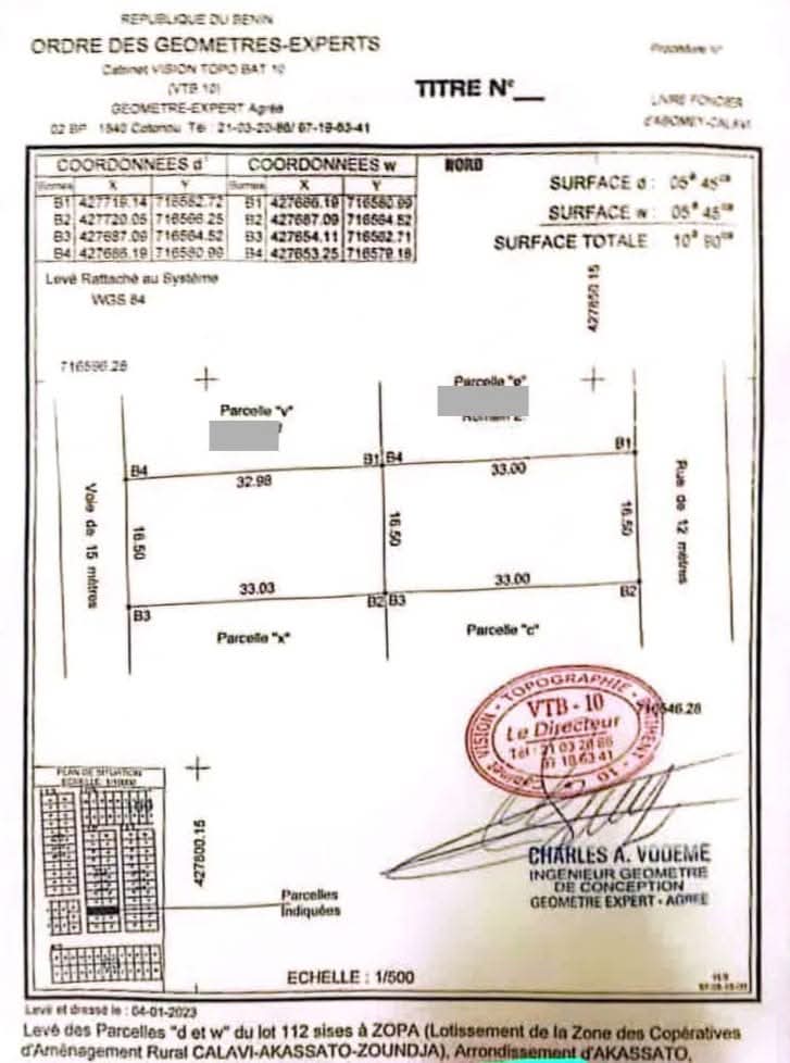 2 PARCELLES CLÔTURÉES DÉJÀ LOTIES ET RECASÉES À VENDRE, GOUDRON FOUQUET - ICC - ZOPAH - CALAVI