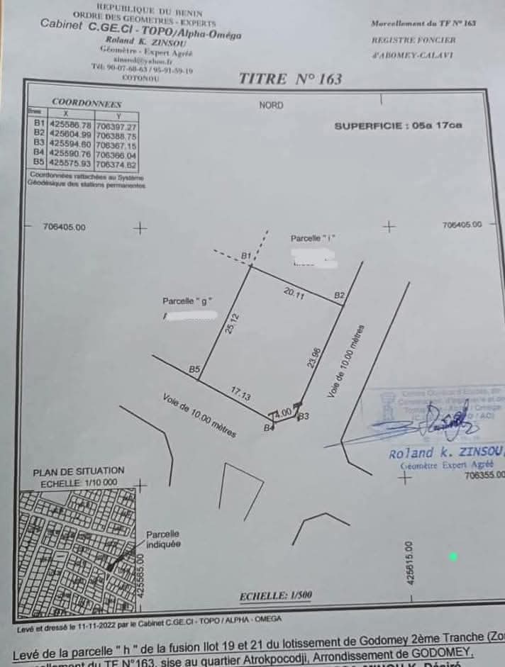 PARCELLE EN ANGLE DE RUE DÉJÀ LOTIE ET RECASÉE À VENDRE, GODOMEY - AGENCE BOA - PK14 - CALAVI