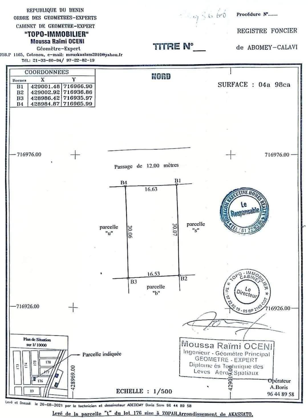 2 PARCELLES CLÔTURÉES EN ANGLE DE RUE LOTIES & RECASÉES À VENDRE, ZOPAH - LA FINESSE - CALAVI - Image 2