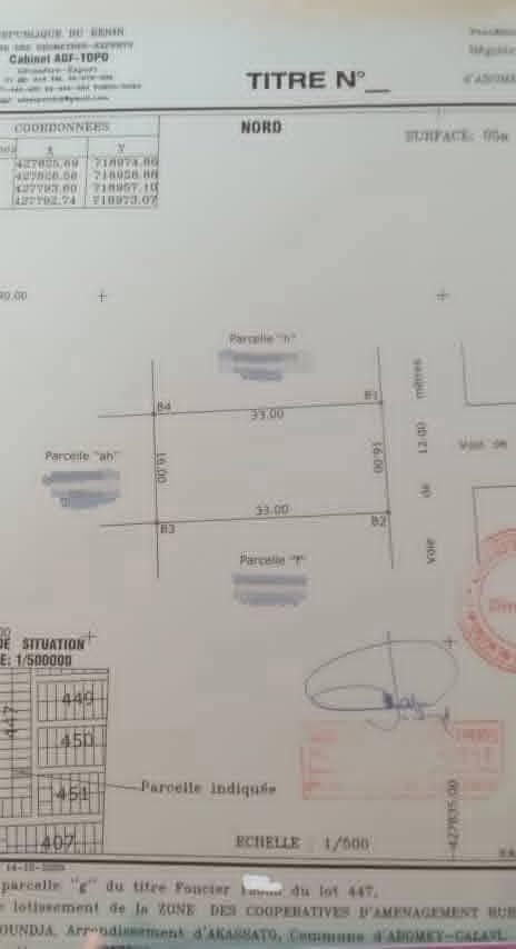 PARCELLE DÉJÀ LOTIE ET RECASÉE À VENDRE, ÉGLISE CATHOLIQUE STE TRINITÉ - ZOPAH, AKASSATO, CALAVI