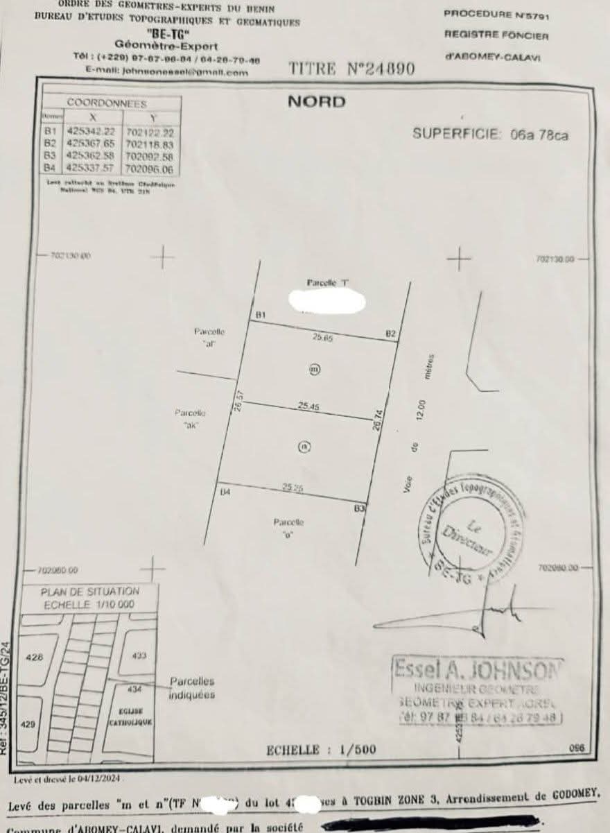 2 PARCELLES LOTIES ET RECASÉES À VENDRE, TOGBIN PLAGE