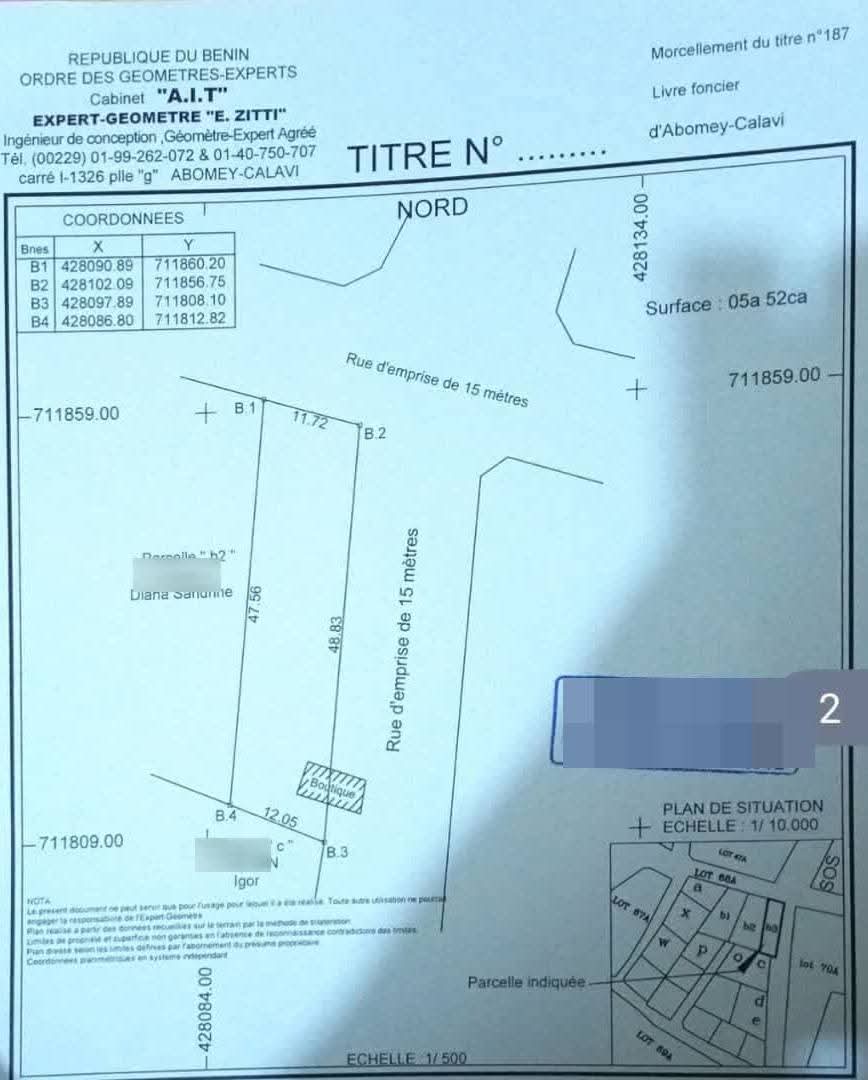 2 PARCELLES EN ANGLE DE RUE LOTIES & RECASÉES À VENDRE, VILLAGE SOS D'ENFANTS - PHARMACIE SOS - AGORI - CALAVI - Image 2