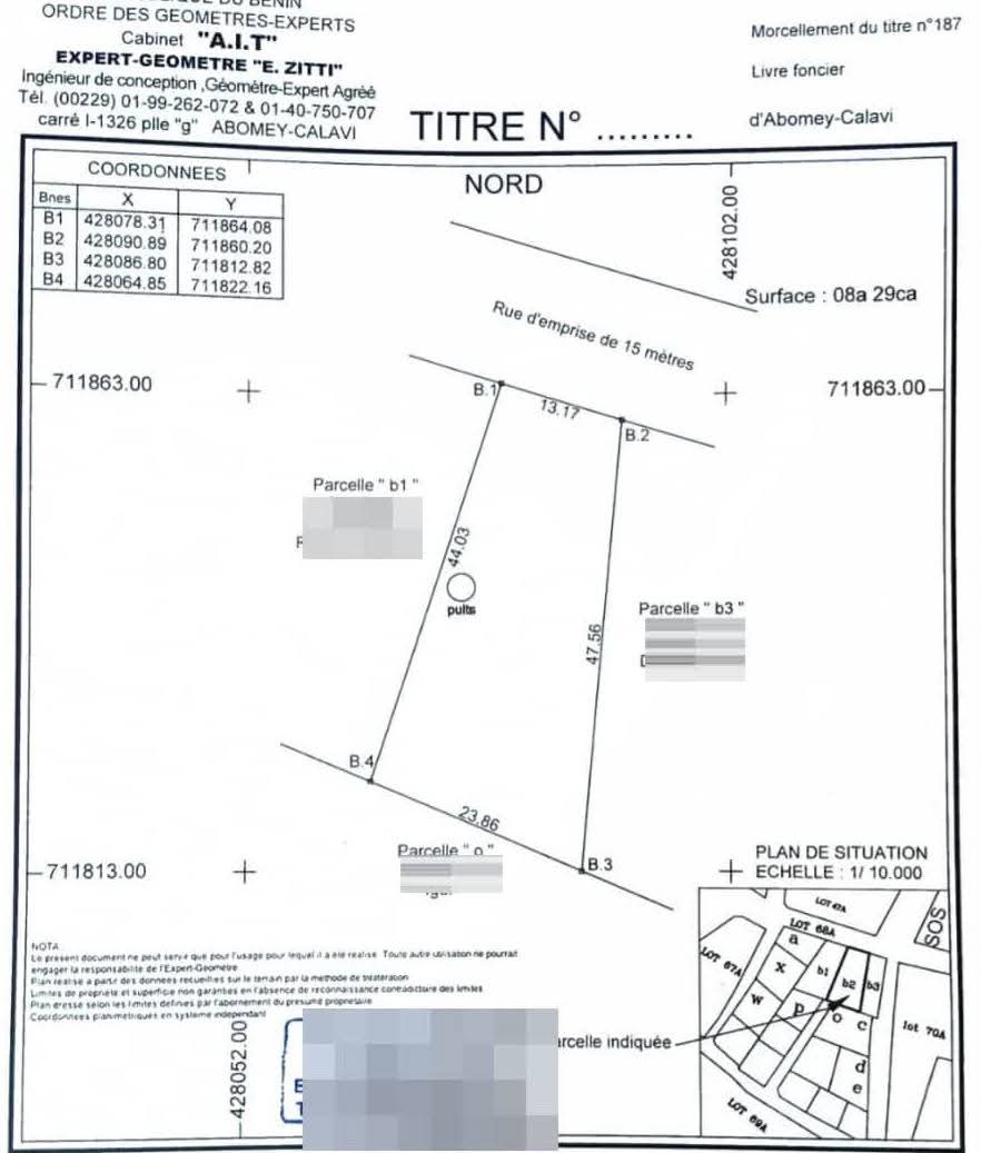 2 PARCELLES EN ANGLE DE RUE LOTIES & RECASÉES À VENDRE, VILLAGE SOS D'ENFANTS - PHARMACIE SOS - AGORI - CALAVI - Image 3