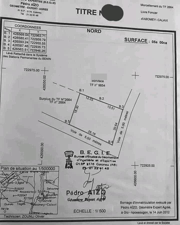 2 PARCELLES EN ANGLE DE RUE LOTIES & RECASÉES À VENDRE, KPOSSOUHOUÉ - GBÉTAGBO - LIBS - CALAVI