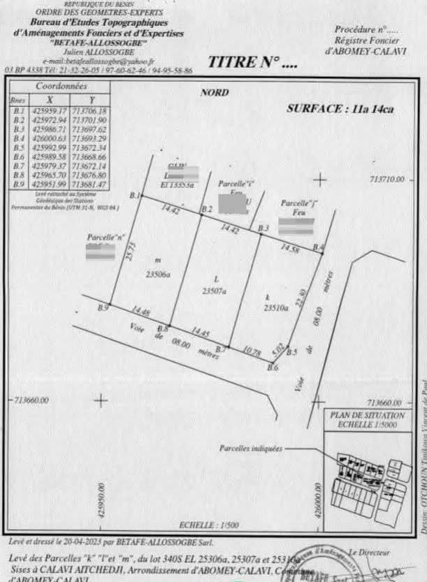 3 PARCELLES CLÔTURÉES EN ANGLE DE RUE LOTIES ET RECASÉES À VENDRE, JEAN PIAGET 2 - AÏTCHÉDJI - CALAVI