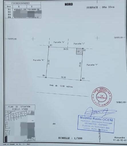 PARCELLE CLÔTURÉE LOTIE & RECASÉE À VENDRE, SÈMÉ - SODJÈNOUTIN - CALAVI
