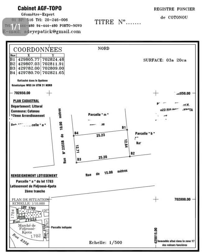 PARCELLE EN ANGLE DE RUE DÉJÀ LOTIE ET RECASÉE À VENDRE, HOUÉNOUSSOU - FIDJROSSÈ CALVAIRE