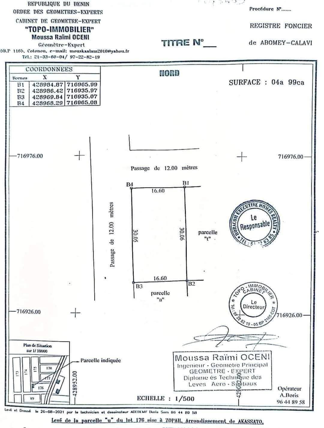 2 PARCELLES CLÔTURÉES EN ANGLE DE RUE LOTIES & RECASÉES À VENDRE, ZOPAH - LE PIGIER - CALAVI
