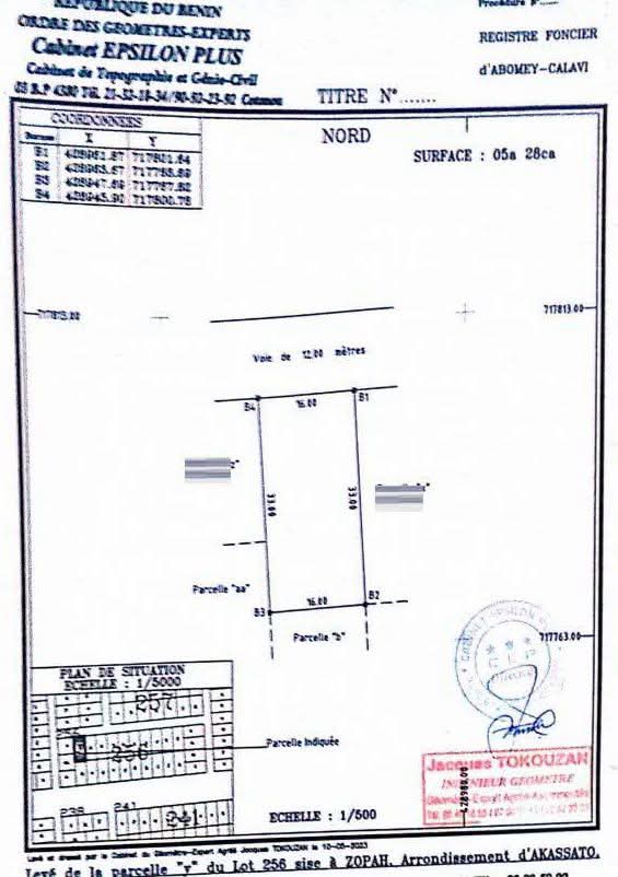 PARCELLE LOTIE & RECASÉE À VENDRE, PHARMACIE ST STEVE - ATT VOYAGE - ZOPAH - AKASSATO - CALAVI