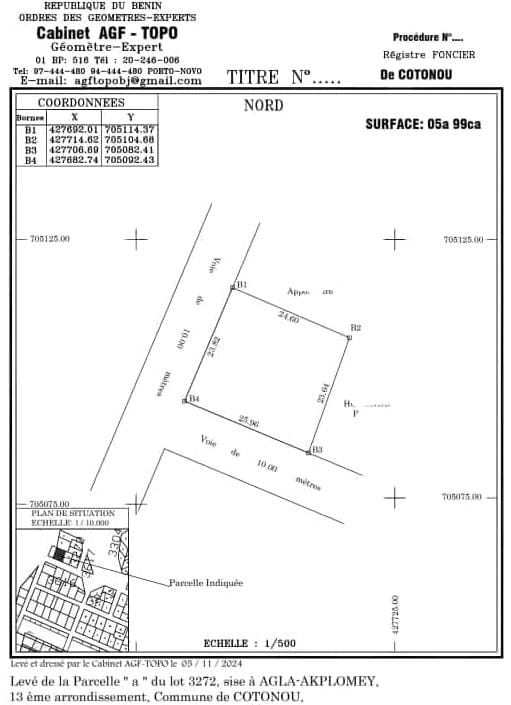 PARCELLE EN ANGLE DE RUE DÉJÀ LOTIE ET RECASÉE À VENDRE, AGLA FIGARO - AKPLOMEY - 13ÈME ARRONDISSEMENT - COTONOU